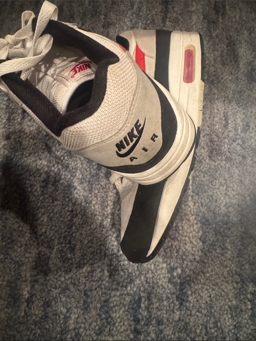 Nike Air Max White Black with Red Accent Men's Lace-Up Sneakers - Picture 4 of 6